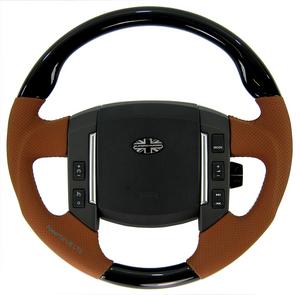 Range Rover Sport Steering Wheel - Sport Grip - Black Piano - Perforated Tan Leather Preview